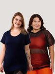 Kit 2 Blusas Plus Size Fitness Academia