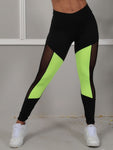 Calça Legging Preta com Detalhe Neon com Tule