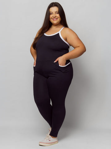 Macacão Fitness Com Bolso Plus Size