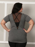 Blusa Detalhe em Tule Plus Size