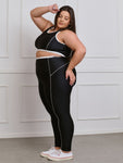 Conjunto Fitness Brilhoso Legging + Top S/bojo Plus Size