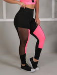 Calça Legging Preta com Detalhe Neon com Tule