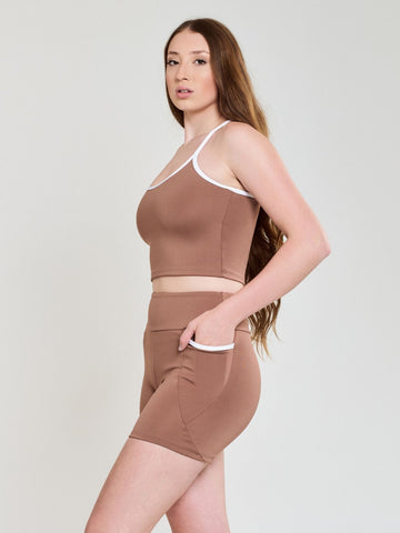 Conjunto Bermuda com Bolso + Cropped Fitness