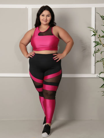 Conjunto Legging Detalhe em Tule + Top C/bojo Plus Size