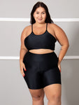 Conjunto Fitness Brilhoso  (Bermuda + Top S/Bojo) Plus Size