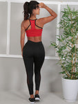 Conjunto Fitness Academia top Com bojo e calça com detalhe em Tule Cor Neon