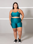 Conjunto Fitness Brilhoso (Bermuda + Top S/Bojo) Plus Size