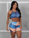 Conjunto fitness estampa sublimada (top+bermuda)