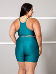 Conjunto Fitness Brilhoso (Bermuda + Top S/Bojo) Plus Size