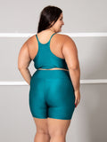 Conjunto Fitness Brilhoso (Bermuda + Top S/Bojo) Plus Size