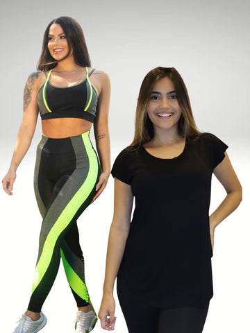 Kit 1 Conjunto Fitness + Blusa de Tule