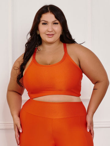 Top Feminino Fitness Canelado C/Liso  Plus size