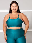 Top Brilhoso Feminino Fitness  Plus size