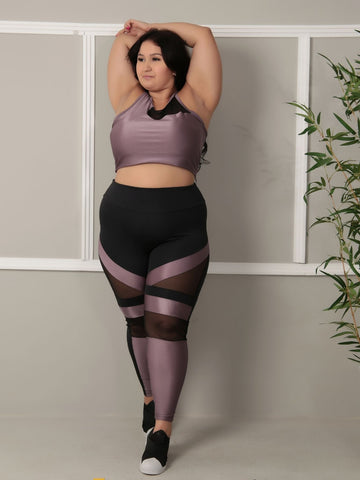 Conjunto Legging Detalhe em Tule + Top C/bojo Plus Size