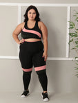 Conjunto fitness Plus Size com cortes coloridos  (top+calça)