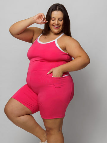 Macaquinho Fitness Com Bolso Plus Size