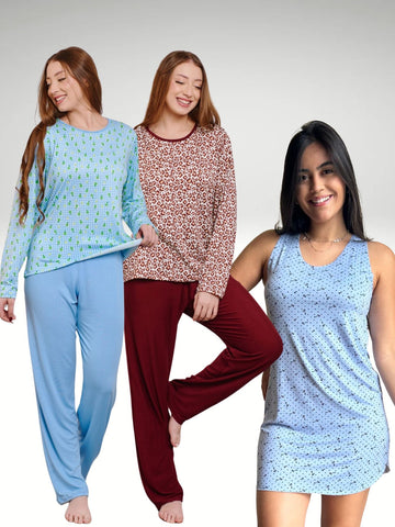 Kit 2 Pijamas + 1 Camisola