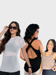 Kit 2 Regatas + 1 Blusa de Tule Fitness Academia