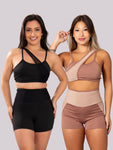 KIT 2 Conjuntos fitness Detalhe em Tule (bermuda+top)