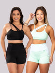 KIT 2 Conjuntos fitness Detalhe em Tule (bermuda+top)