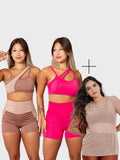 KIT 2 Conjuntos fitness Detalhe em Tule +Blusa de tule