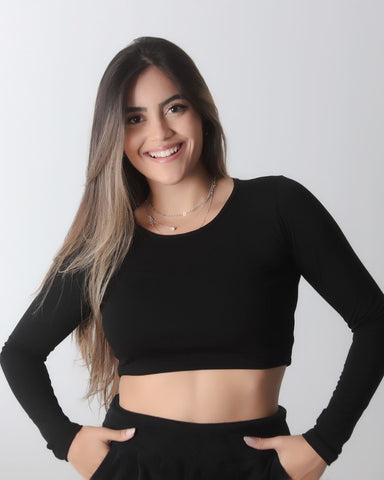 Cropped De Manga Longa