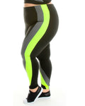 Calça Legging Fitness Detalhe Neon Plus Size