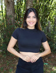 Blusa Feminina Cropped Canelado Gola Alta