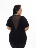 Blusa Detalhe em Tule Plus Size