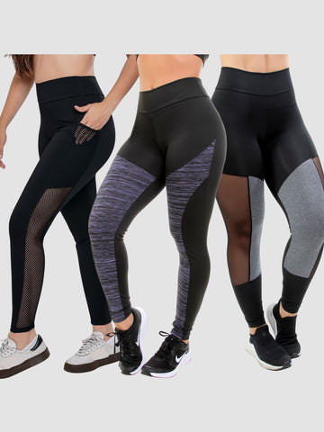 KIT 3 Calças Legging Fitness Variadas