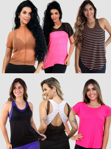 KIT 3 Blusas Fitness Variadas