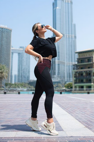 Conjunto Calça Legging Cós Alto Vermelho + Cropped (7046770851991)