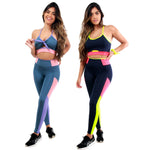 KIT 2 Conjunto Fitness Com Detalhe Bicolor