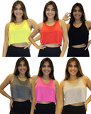 KIT 6 Cropped Regata Corte a Fio Feminina Fitness