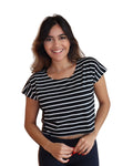 Cropped Listrado  Corte a Fio Feminina Fitness