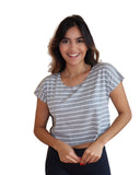Cropped Listrado  Corte a Fio Feminina Fitness