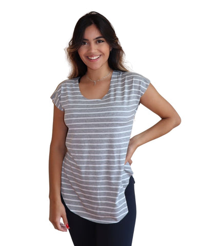 Blusa Listrada Barra Arredondada Tapa BumBum Fitness
