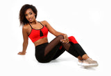 Conjunto Fitness top Com bojo e calça com detalhe em Tule Vermelho (6196111573143)