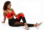 Conjunto Fitness top Com bojo e calça com detalhe em Tule Vermelho (6196111573143)