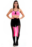 Conjunto Fitness top Com bojo e calça com detalhe em Tule Cor Neon (6000029008023)