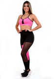 Conjunto Fitness top Com bojo e calça com detalhe em Tule Cor Neon (6000029008023)