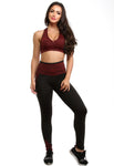 Calça Legging Cós Alto Suplex Detalhe Risca Vermelho (4089276399661)
