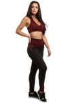 Calça Legging Cós Alto Suplex Detalhe Risca Vermelho (4089276399661)