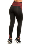 Calça Legging Cós Alto Suplex Detalhe Risca Vermelho (4089276399661)