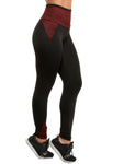 Calça Legging Cós Alto Suplex Detalhe Risca Vermelho (4089276399661)