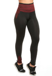 Calça Legging Cós Alto Suplex Detalhe Risca Vermelho (4089276399661)