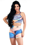 Conjunto fitness estampa sublimada (top+bermuda)