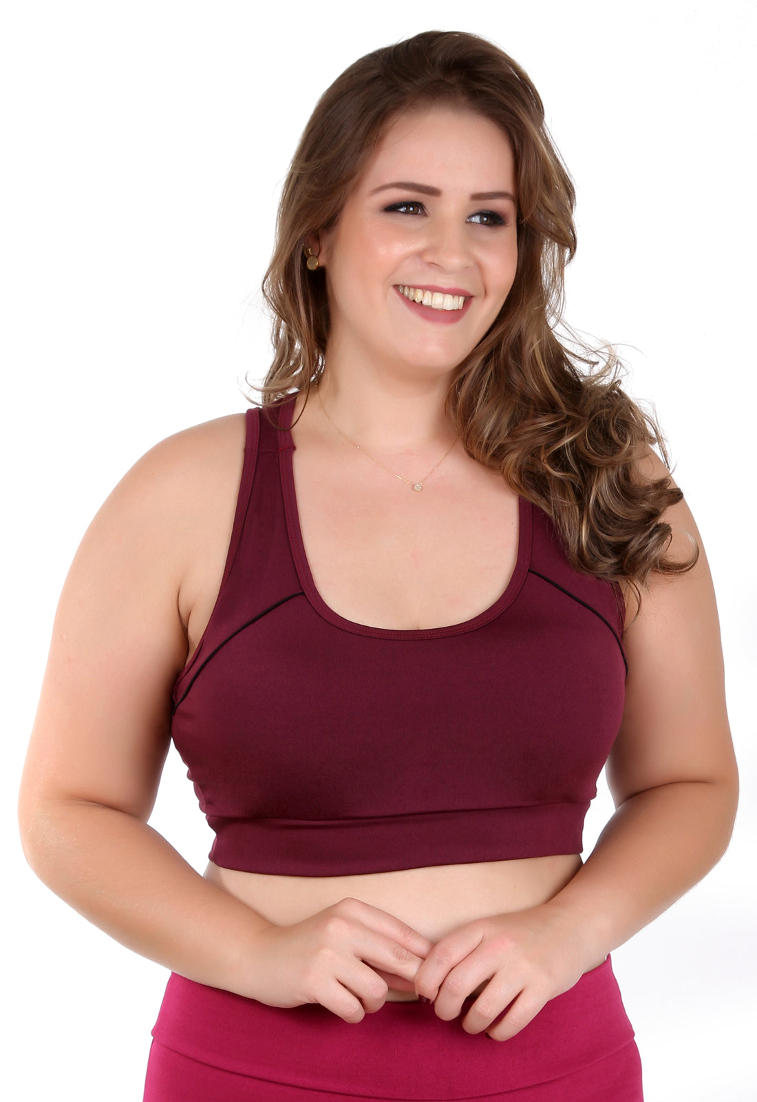 Top Feminino Fitness Vinho Plus size com  bojo (4607689130029)