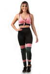 Conjunto fitness Vinho com cortes Rosa (top+calça) (7283416760471)