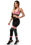Conjunto fitness Vinho com cortes Rosa (top+calça) (7283416760471)